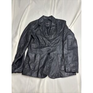 Outbrook Women's Blazer Soft Genuine‎ Lambskin M Black